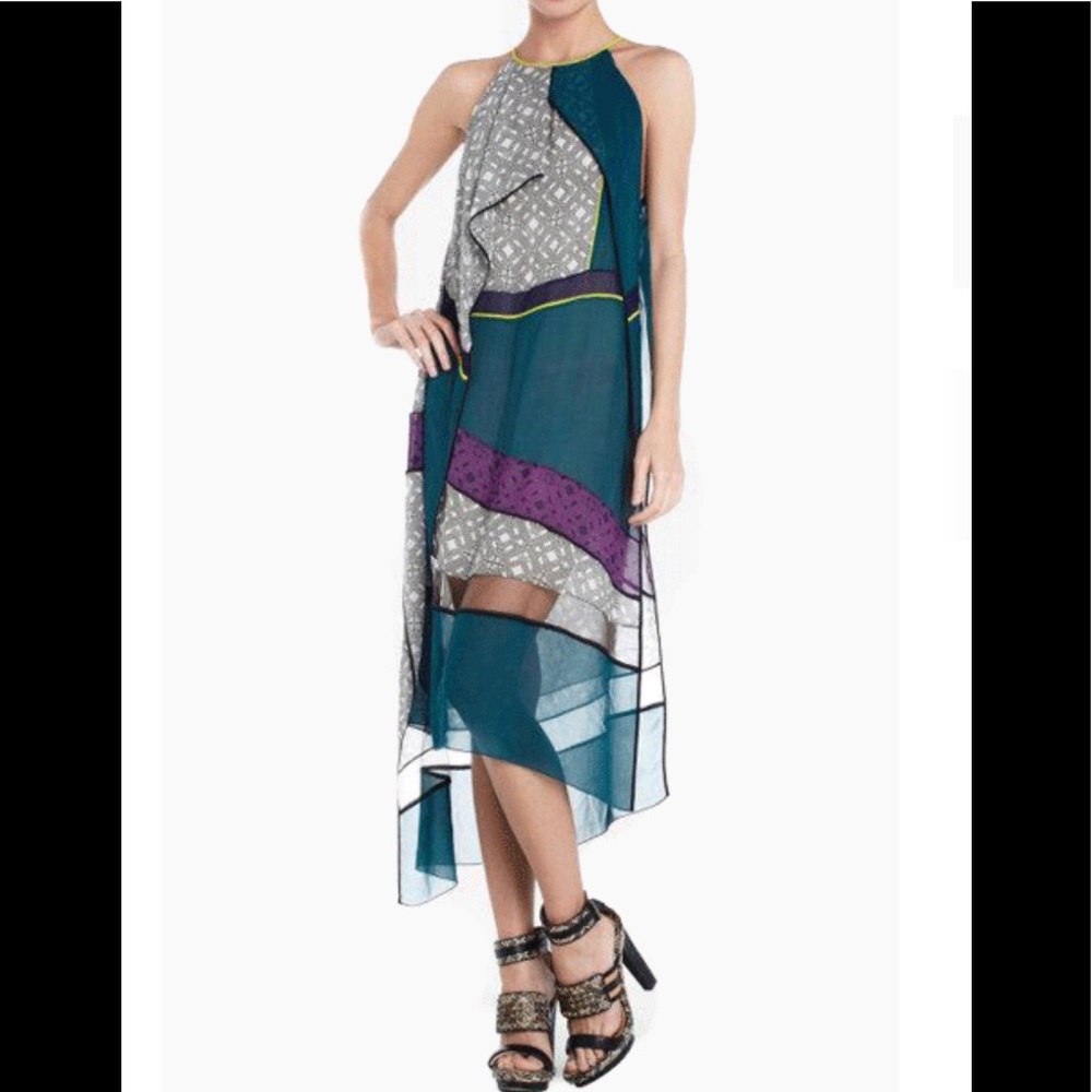 BCBG RUNWAY NIMUE COLOR BLOCKED DRESS